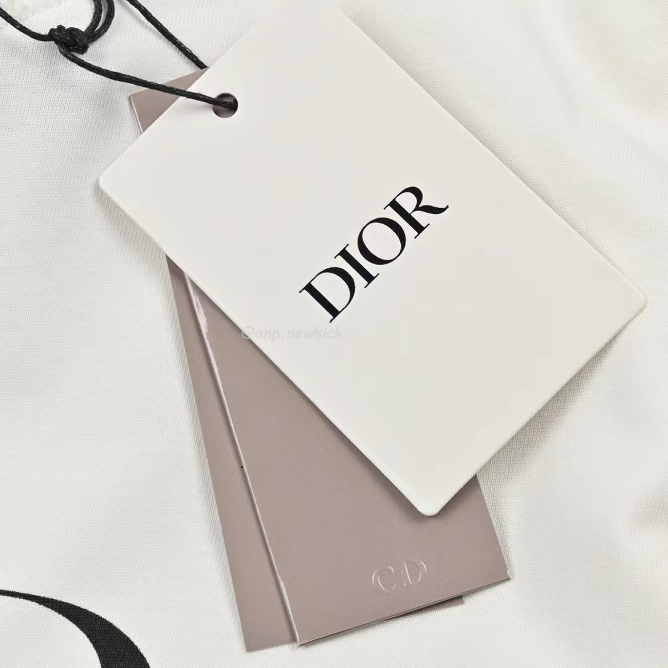 Dior Wide Body Bamboo Pure Cotton Plain Weave Fabric T Shirt White Navy (6) - newkick.org